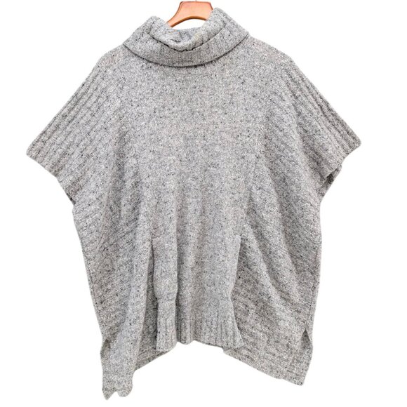 Athleta Donegal Passage Poncho Sweater Womens Gray Wool Blend Turtleneck Size XS - Picture 1 of 11